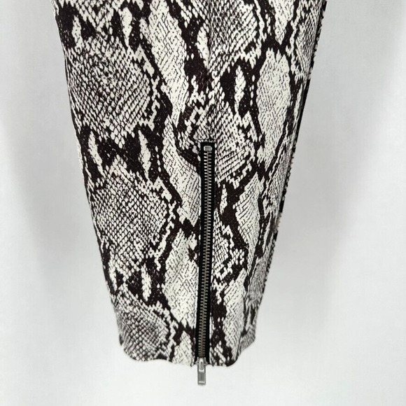 ALC Elijah Python Print Pants Size 2 Brown Ivory Ankle Zip Pull On Preppy Glam - Picture 8 of 12